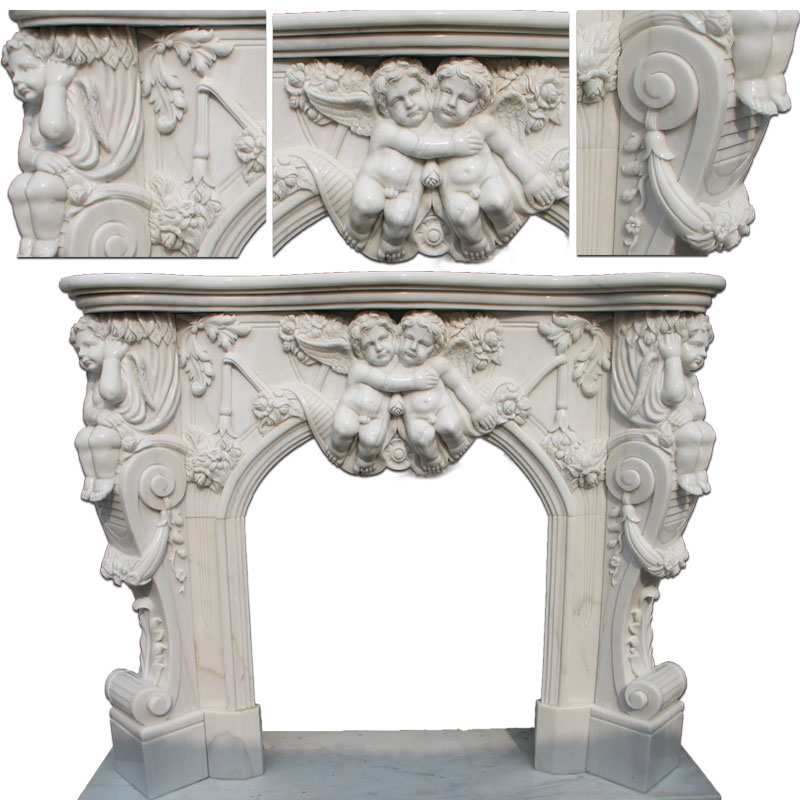 white marble fireplace