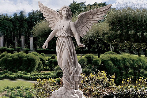 Outdoor big marble angle statues with wings