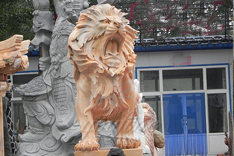 Decorative natural carved marble lion sculpture