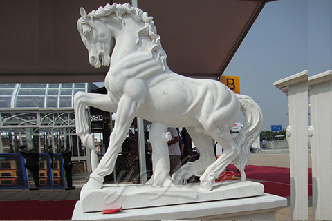 Garden white marble horse sculpture