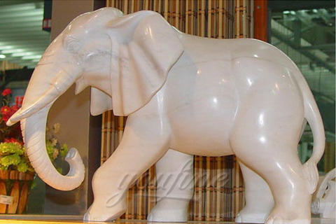 Hand carved white elephant statues