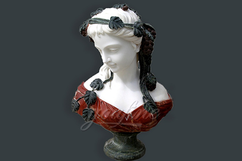 Hand carved marble female bust for indoor