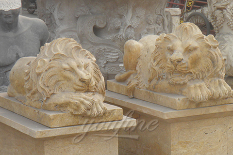 Decorative garden outdoor marble flying lion statues