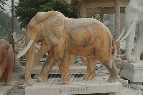 Hand carved outdoor garden marble elephant statues
