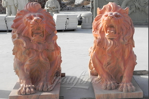 Decorative outdoor garden marble lion statues