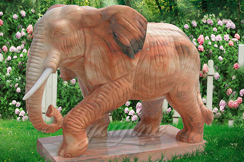 Outdoor natural carved marble elephant statue