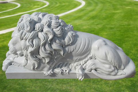 Decorative garden outdoor marble sleeping lion sculpture (3)