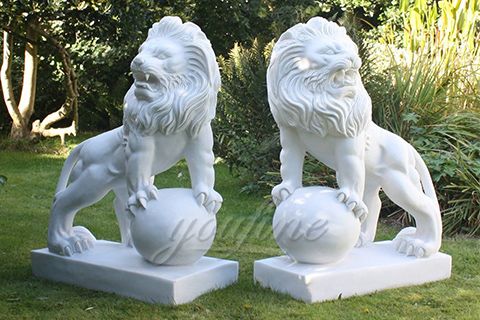 Outdoor garden stone lion statues hot sale