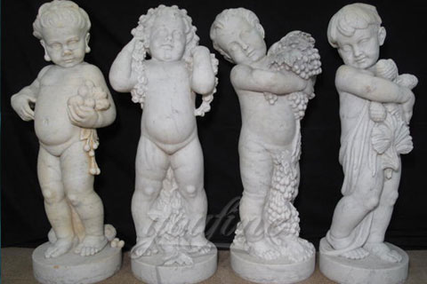 Antique polishing marble four statue angels sculpture on sale