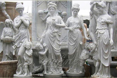 Cheap garden white marble god statue of four season statue design