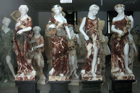 Colorful Marble Stone Four Season God Sculptures for Sale