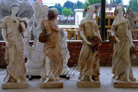 Customized Service Four Season Ladies natural marble statue for garden decor