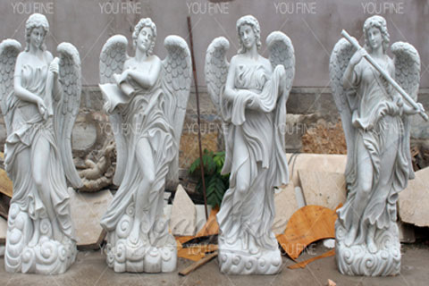 Garden Hand Carved Marble Large Angel Four Season Statue for Sale