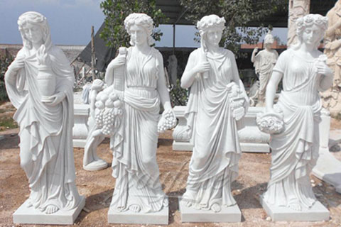 Garden hand carved marble large angel four season statue on stock