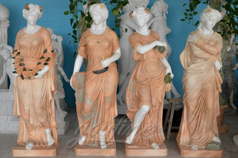 Life size classic antique marble four season statues for American clients