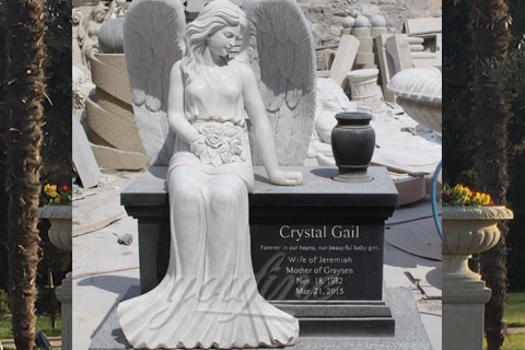 Marble Angel Headstone for France clients Bernard