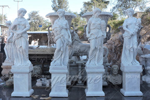 Natural White Marble life size four seasons marble statues on large stock