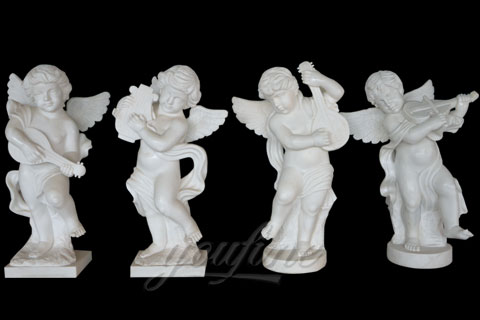 Natural white marble Western figures of the four baby angel sculpture home Plaza decor