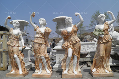 Outdoor Decorative White Marble Four Season God Statue for Sale