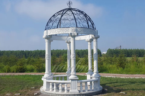 Outdoor Modern European White Marble Gazebos For Sale