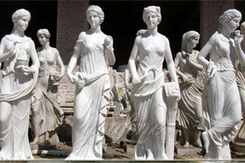Outdoor and indoor hand carved white marble four season marble statues for sale