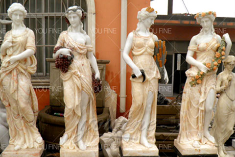 Outdoor life size marble four season garden statues for decor