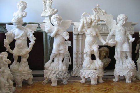 Popular western large stone four baby angel garden statues ornaments