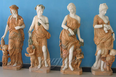 THE FOUR SEASONS MARBLE STATUE SCULPTURE SET OF FOUR for Sale