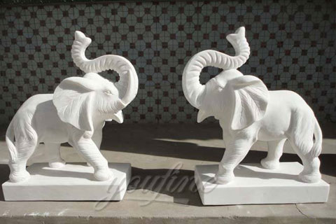 White Marble Elephant Statue For A Mauritius Temple