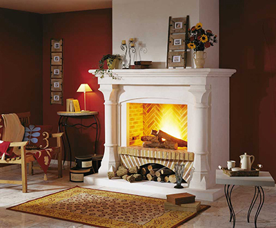 white marble fireplace